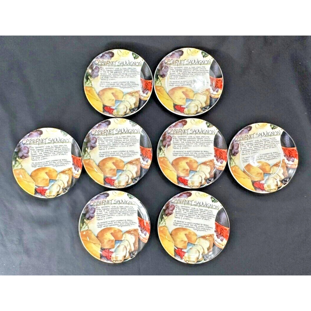 Deborah K. Ellis SBCD Cabernet Sauvignon Decorative Wine Cheese Plates-SET of 8